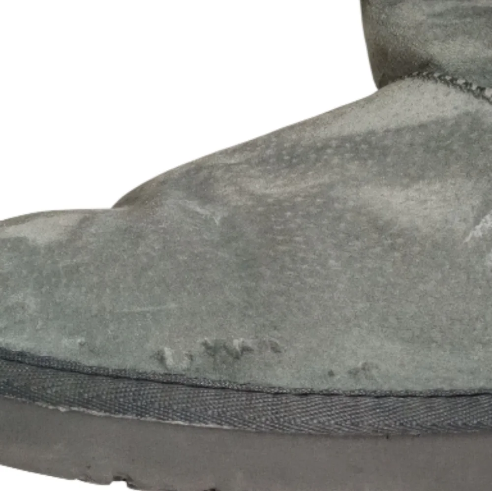 LAM Gray Faux Suede Sherpa Ankle Boots Zip Side Bow Detail Cozy Winter Booties 8